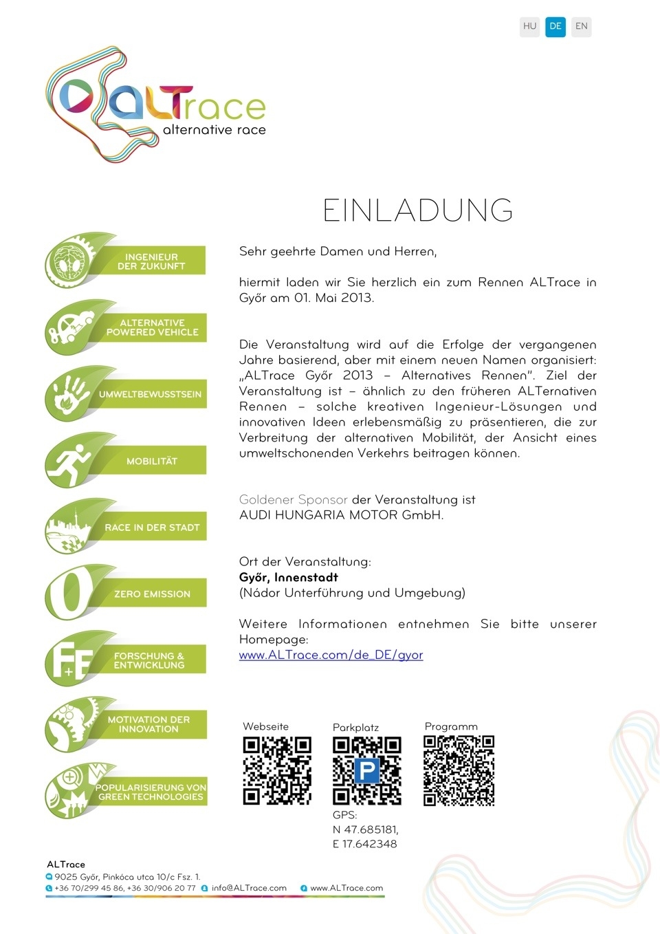 ALTrace Győr 2013 einladung