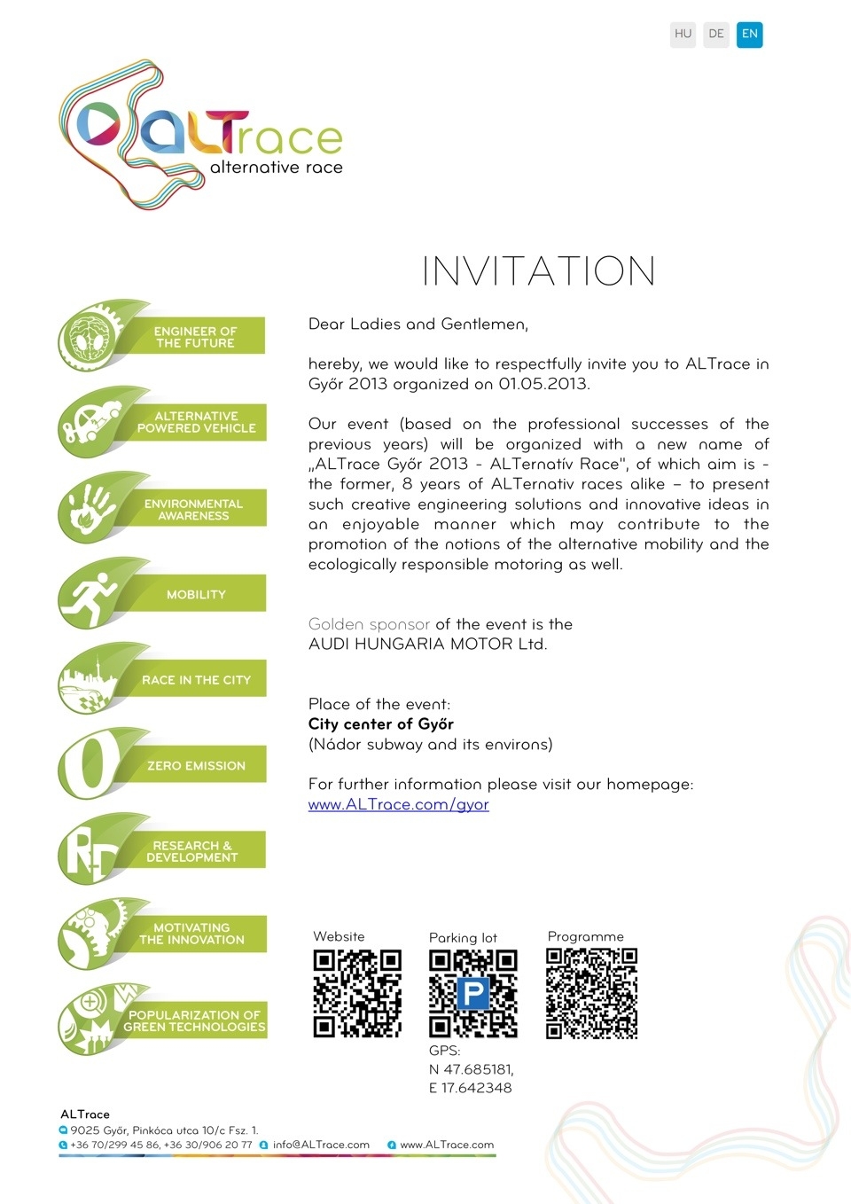 ALTrace Győr 2013 Invitation